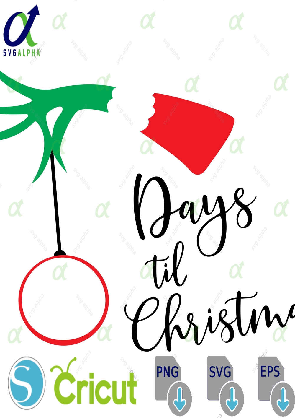 Grinch Hand Ornament Svg Christmas Cut File Digital Download